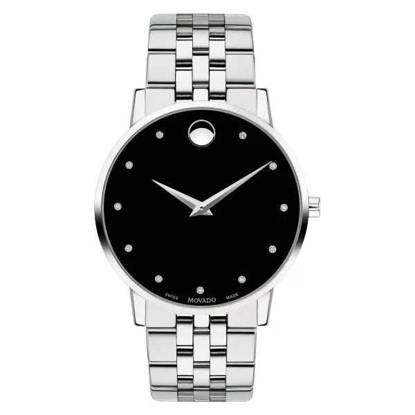 Movado Men’s Swiss Made Quartz Stainless Steel Black Dial 40mm Watch 607201