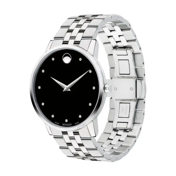 Movado Men’s Swiss Made Quartz Stainless Steel Black Dial 40mm Watch 607201