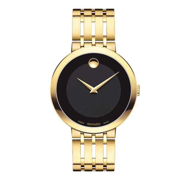 Movado Men’s Swiss Made Quartz Stainless Steel Black Dial 39mm Watch 607059
