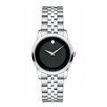 Movado Women’s Quartz Swiss Made Stainless Steel Black Dial 28mm Watch 606505