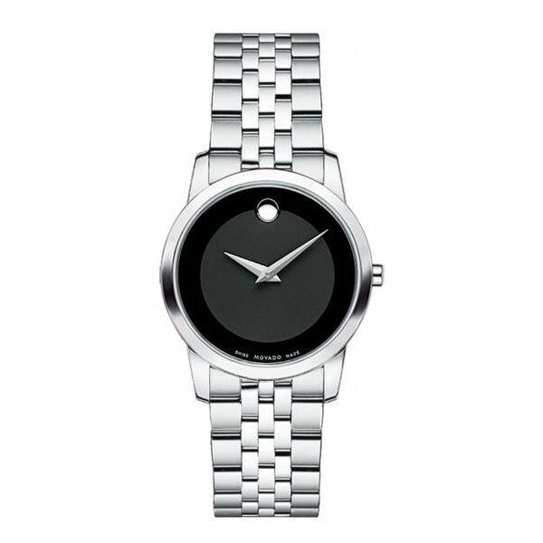 Movado Women’s Quartz Swiss Made Stainless Steel Black Dial 28mm Watch 606505