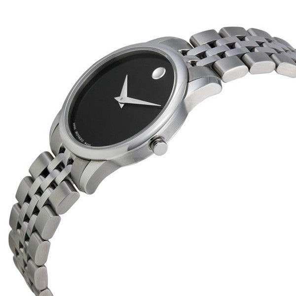 Movado Women’s Quartz Swiss Made Stainless Steel Black Dial 28mm Watch 606505