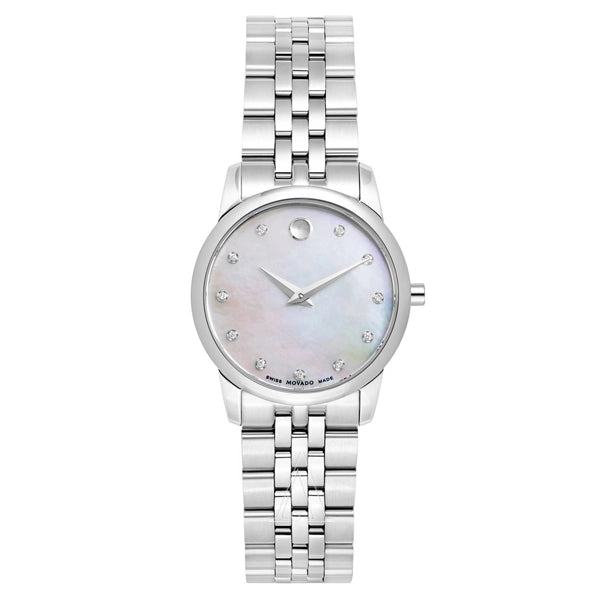 Movado Women’s Quartz Swiss Made Stainless Steel Mother of Pearl Dial 28mm Watch 606612