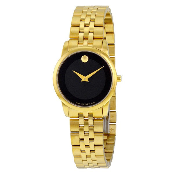 Movado Women’s Quartz Swiss Made Stainless Steel Black Dial 28mm Watch 607005
