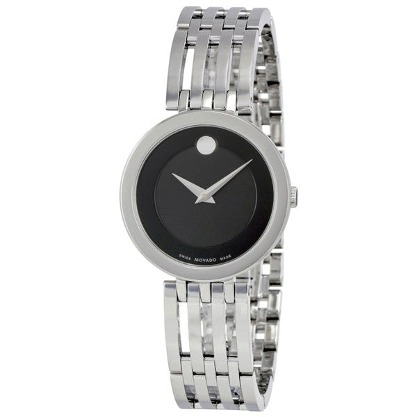 Movado Women’s Quartz Swiss Made Stainless Steel Black Dial 28mm Watch 607051