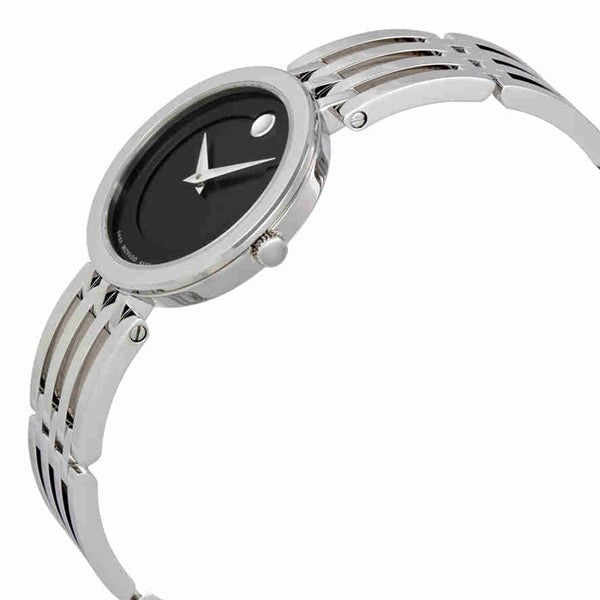 Movado Women’s Quartz Swiss Made Stainless Steel Black Dial 28mm Watch 607051