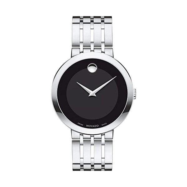 Movado Men’s Swiss Made Quartz Stainless Steel Black Dial 39mm Watch 607057