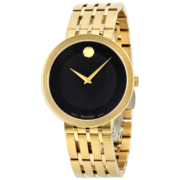 Movado Men’s Swiss Made Quartz Stainless Steel Black Dial 39mm Watch 607059