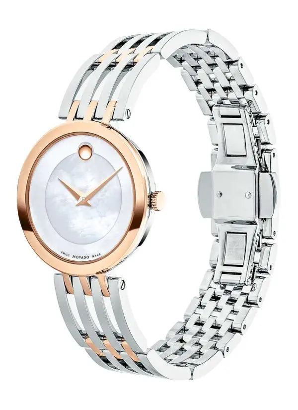Movado Women’s Quartz Swiss Made Two-Tone Stainless Steel Mother of Pearl Dial 28mm Watch 607114