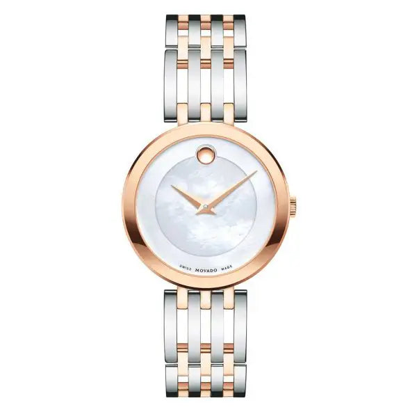 Movado Women’s Quartz Swiss Made Two-Tone Stainless Steel Mother of Pearl Dial 28mm Watch 607114