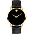 Movado Men’s Quartz Swiss Made Leather Strap Black Dial 40mm Watch 607195