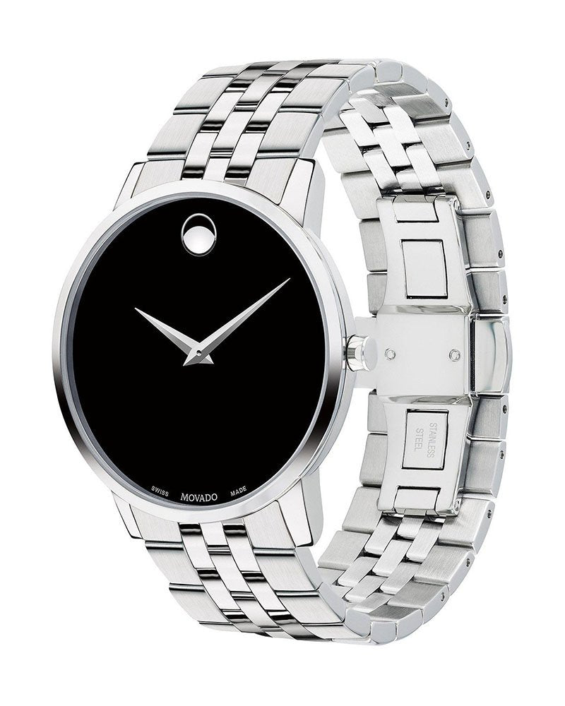 Movado Men’s Quartz Swiss Made Stainless Steel Black Dial 40mm Watch 607199