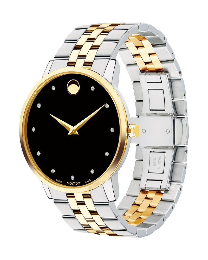 Movado Men’s Swiss Made Quartz Stainless Steel Black Dial 40mm Watch 607202