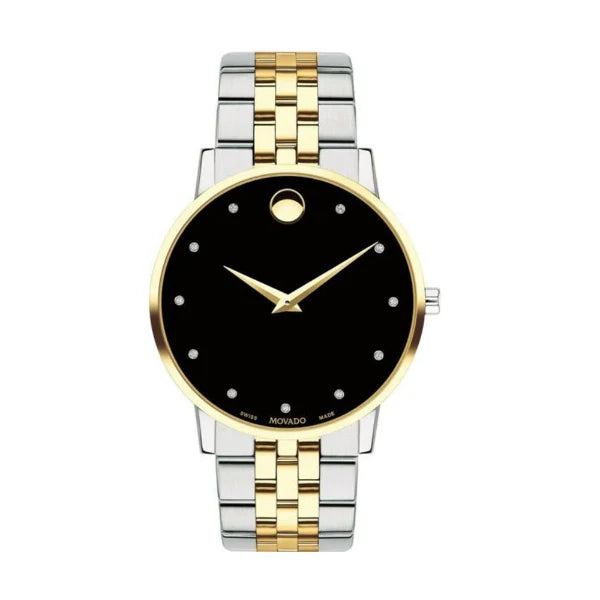 Movado Men’s Swiss Made Quartz Stainless Steel Black Dial 40mm Watch 607202