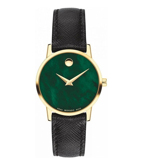 Movado Women’s Quartz Swiss Made Leather Strap Green Mother of Pearl Dial 28mm Watch 607423