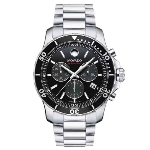 Movado Men’s Quartz Swiss Made Stainless Steel Black Dial 42mm Watch 2600142