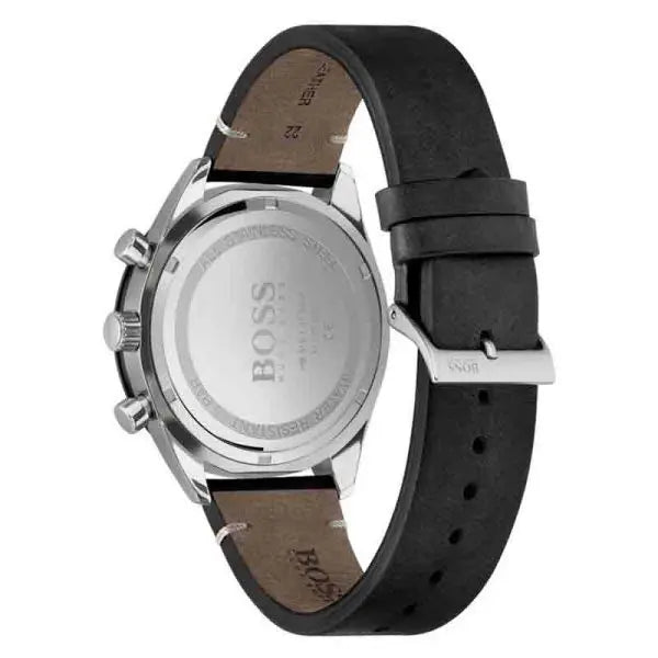 Hugo Boss Men’s Quartz Leather Strap Black Dial 44mm Watch 1513864
