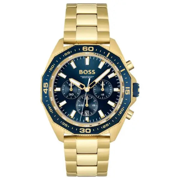 Hugo Boss Men’s Quartz Gold Stainless Steel Blue Dial 44mm Watch 1513973