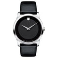 Movado Men’s Swiss Made Quartz Black Leather Strap Black Dial 40mm Watch 606502