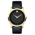 Movado Men’s Swiss Made Quartz Black Leather Strap Black Dial 40mm Watch 606876