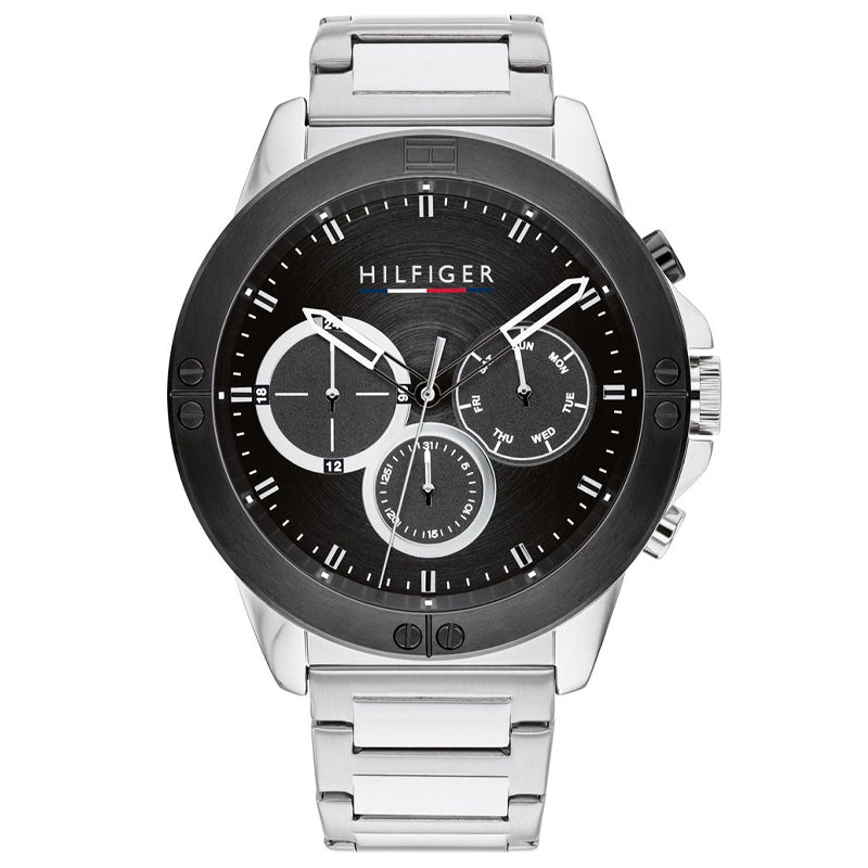 Tommy Hilfiger Men’s Quartz Silver Stainless Steel Black Dial 46mm Watch 1791890