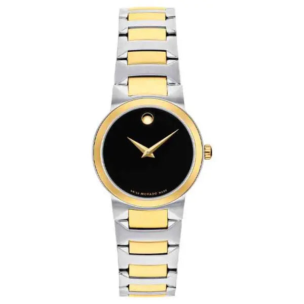 Movado Women’s Quartz Swiss Made Two-tone Stainless Steel Black Dial 26mm Watch 607296