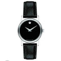 Movado Women’s Swiss Made Quartz Black Leather Strap Black Dial 26mm Watch 2100004