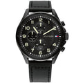 Tommy Hilfiger Men’s Quartz Black Leather Strap Black Dial 45mm Watch 1792004