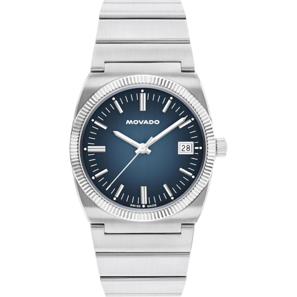 Movado Unisex Quartz Swiss Made Silver Stainless Steel Blue Dial 36mm Watch 3650215