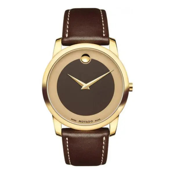 Movado Men’s Swiss Made Quartz Brown Leather Strap Brown Dial 40mm Watch 606880