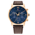 Tommy Hilfiger Men’s Quartz Brown Leather Strap Blue Dial 44mm Watch 1791933