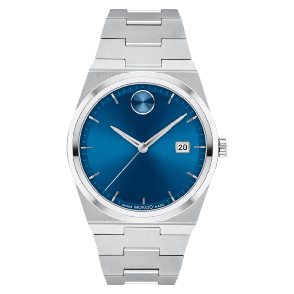 Movado Men’s Quartz Swiss Made Silver Stainless Steel Blue Dial 40mm Watch 3601221