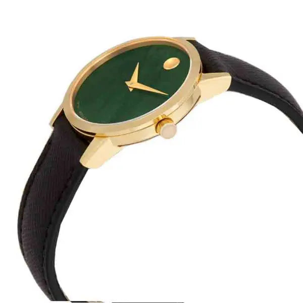Movado Women’s Quartz Swiss Made Leather Strap Green Mother of Pearl Dial 28mm Watch 607423
