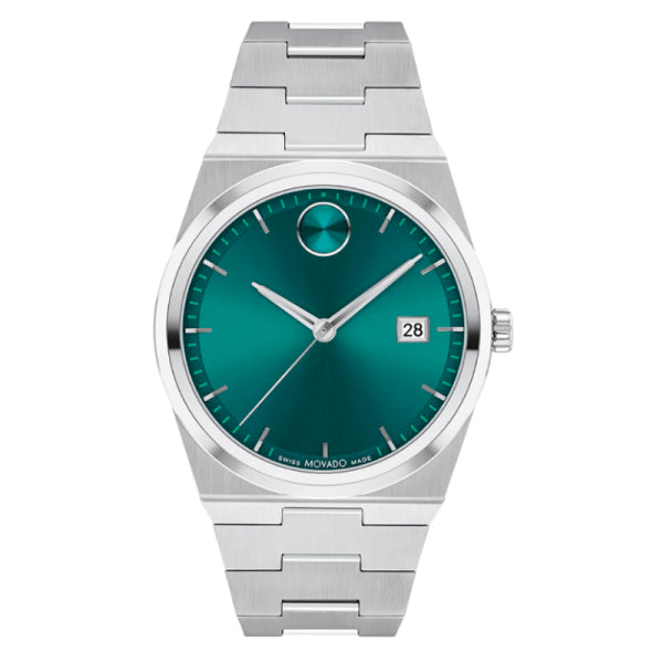 Movado Men’s Quartz Swiss Made Silver Stainless Steel Sea Green Dial 40mm Watch 3601222