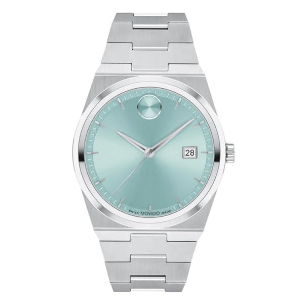 Movado Men’s Quartz Swiss Made Silver Stainless Steel Ice Blue Dial 40mm Watch 3601243