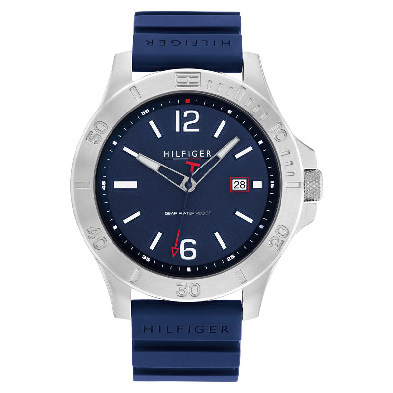 Tommy Hilfiger Men’s Quartz Blue Silicone Strap Blue Dial 46mm Watch 1791991