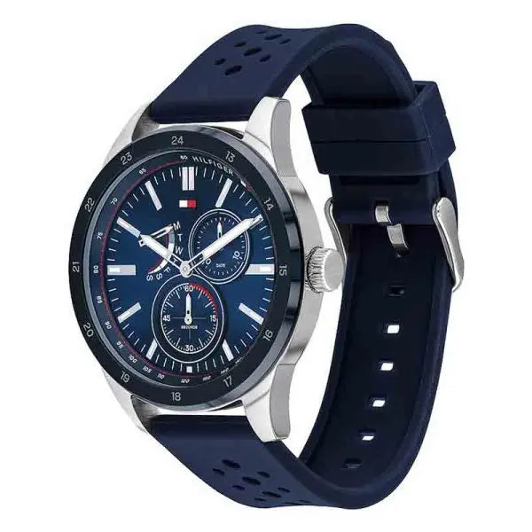 Tommy Hilfiger Men’s Quartz Blue Silicone Strap Blue Dial 44mm Watch 1791635