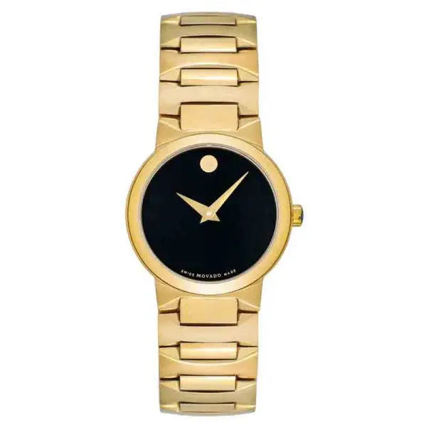 Movado Women’s Quartz Swiss Made Gold Stainless Steel Black Dial 26mm Watch 607297