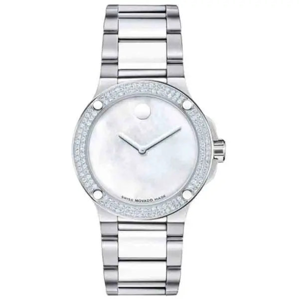 Movado Women’s Quartz Swiss Made Silver Stainless Steel Mother of Pearl Dial 34mm Watch 606293