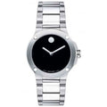 Movado Women’s Quartz Swiss Made Silver Stainless Steel Black Dial 35mm Watch 606292