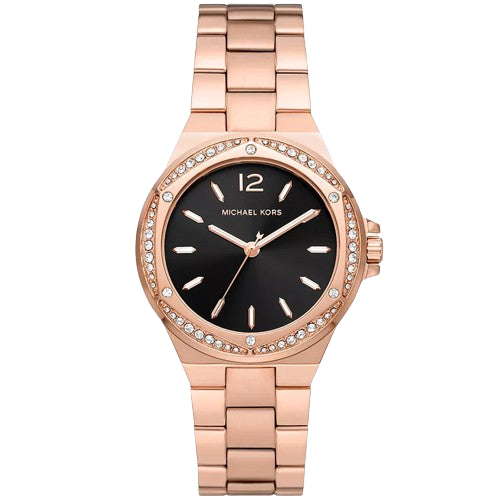 Michael Kors Women’s Quartz Rose Gold Stainless Steel Black Dial 37mm Watch MK7233