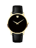 Movado Men’s Quartz Swiss Made Leather Strap Black Dial 40mm Watch 607271