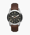 Fossil Men’s Quartz Chronograph Brown Leather Strap Black Dial 44mm Watch FS4813