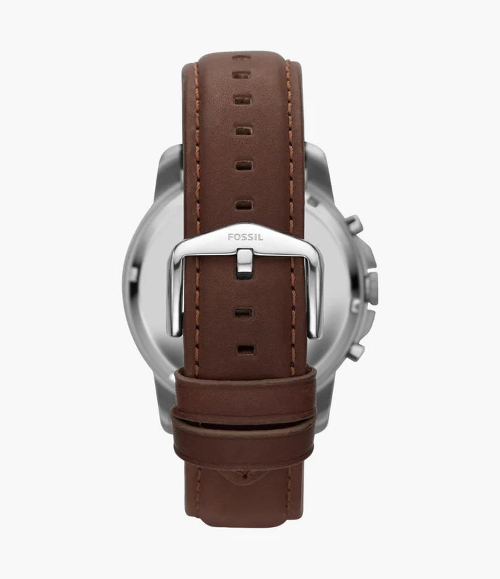 Fossil Men’s Quartz Chronograph Brown Leather Strap Black Dial 44mm Watch FS4813