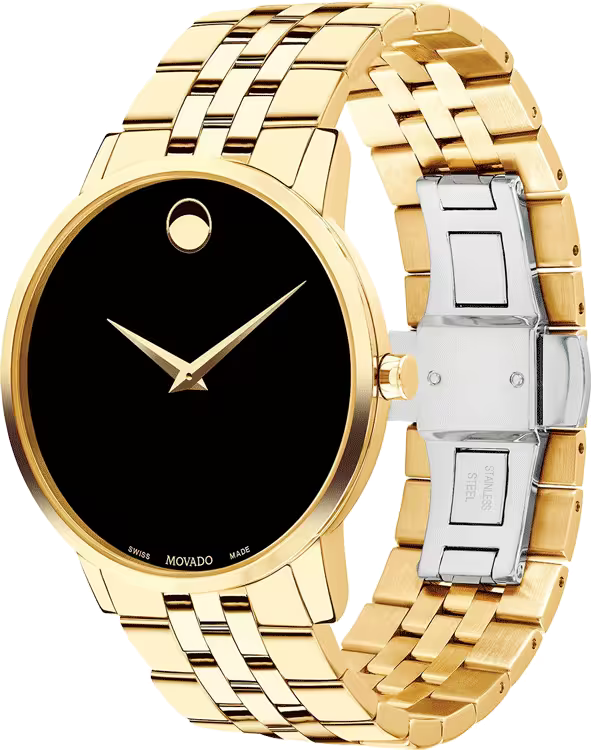 Movado Men’s Swiss Made Quartz Stainless Steel Black Dial 40mm Watch 607203