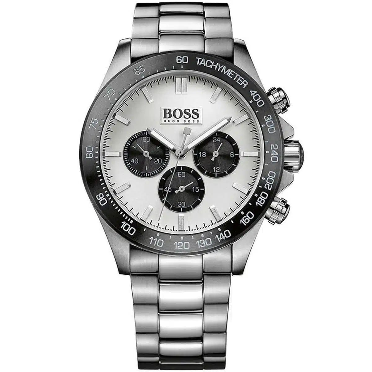 Hugo Boss Men’s Chronograph Quartz Stainless Steel Silver Dial 45mm Watch 1512964