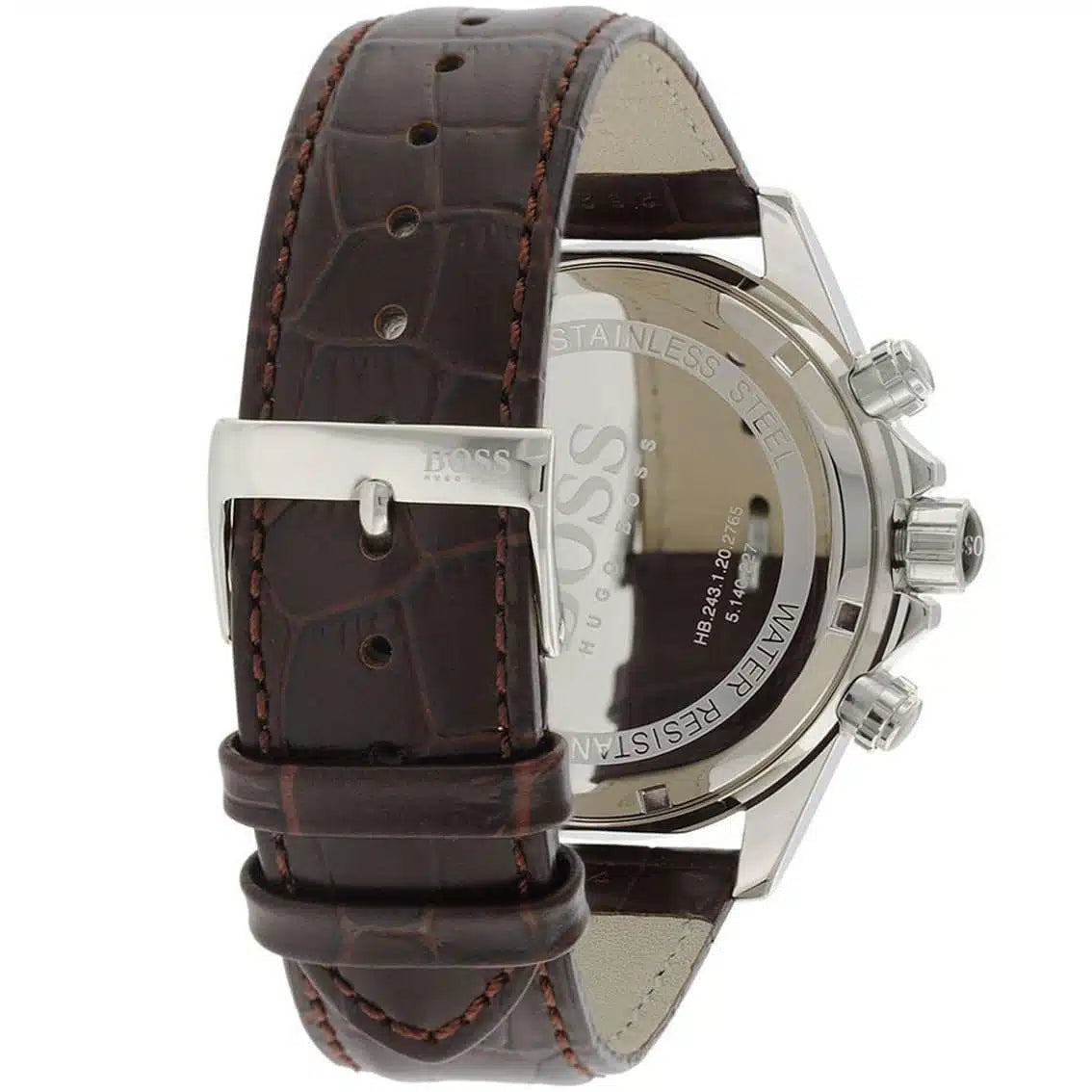 Hugo Boss Men’s Quartz Leather Strap White Dial 44mm Watch 1513175