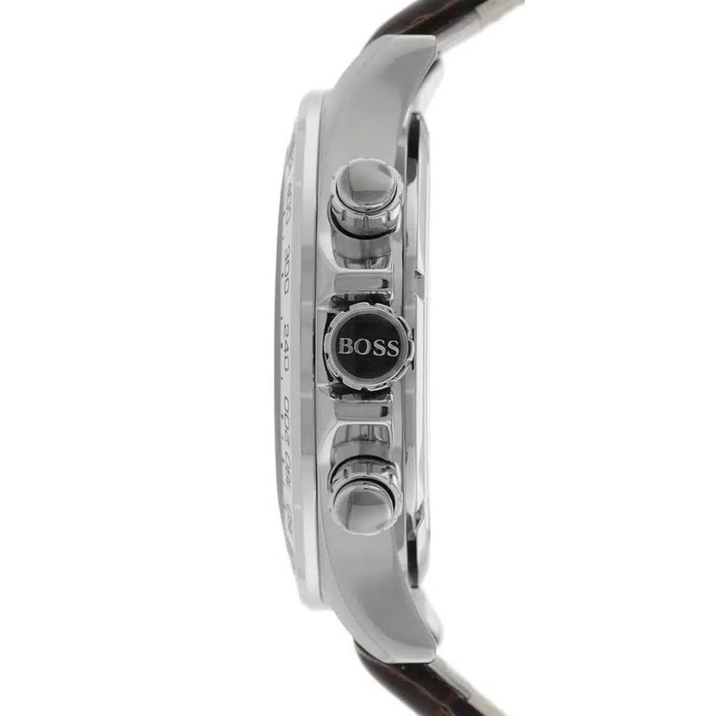 Hugo Boss Men’s Quartz Leather Strap White Dial 44mm Watch 1513175