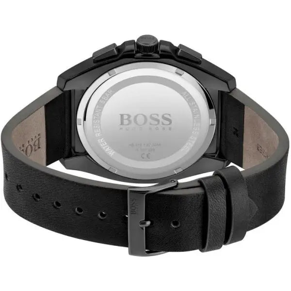 Hugo Boss Men’s Quartz Black Leather Strap Blue Dial 46mm Watch 151388