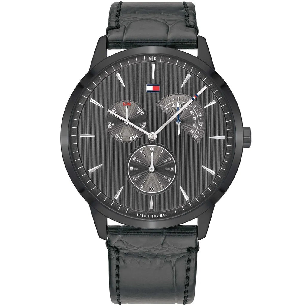Tommy Hilfiger Men’s Quartz Leather Strap Grey Dial 44mm Watch 1710388